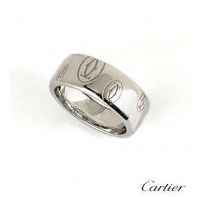 Cartier 18k White Gold Happy Birthday Wedding Band Size 56